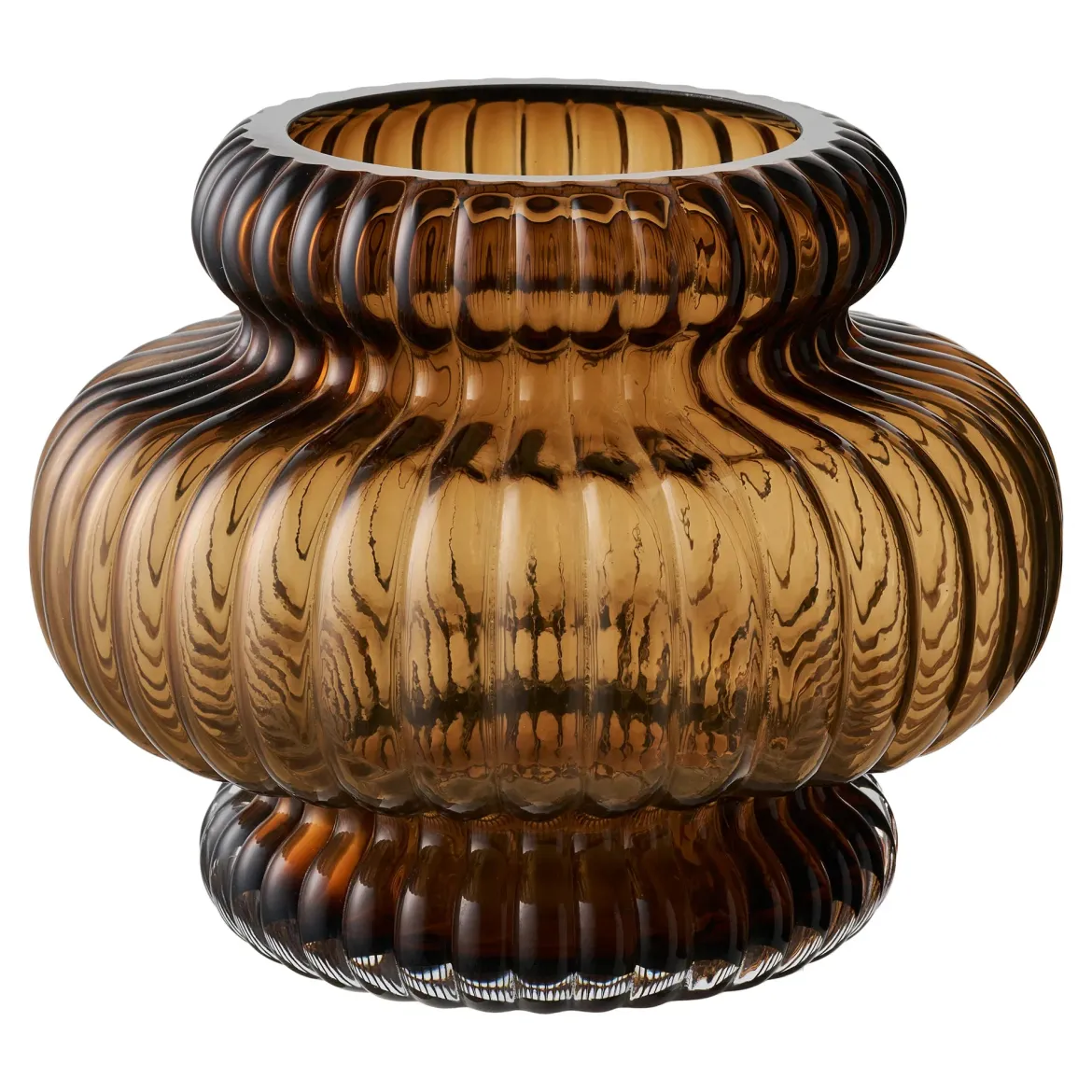 Vase „Clara“ – Gerilltes Glas in Smoked Brown