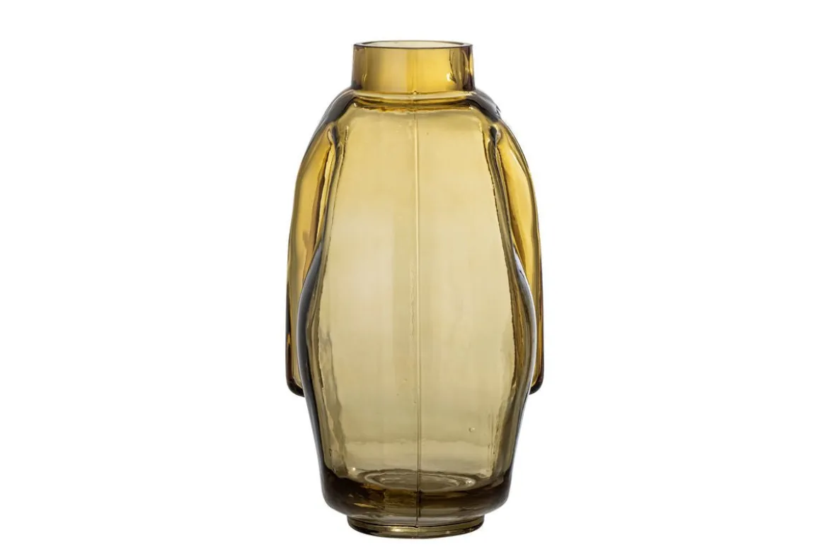 Vase "DAIFU" - gelbbraune Glasvase