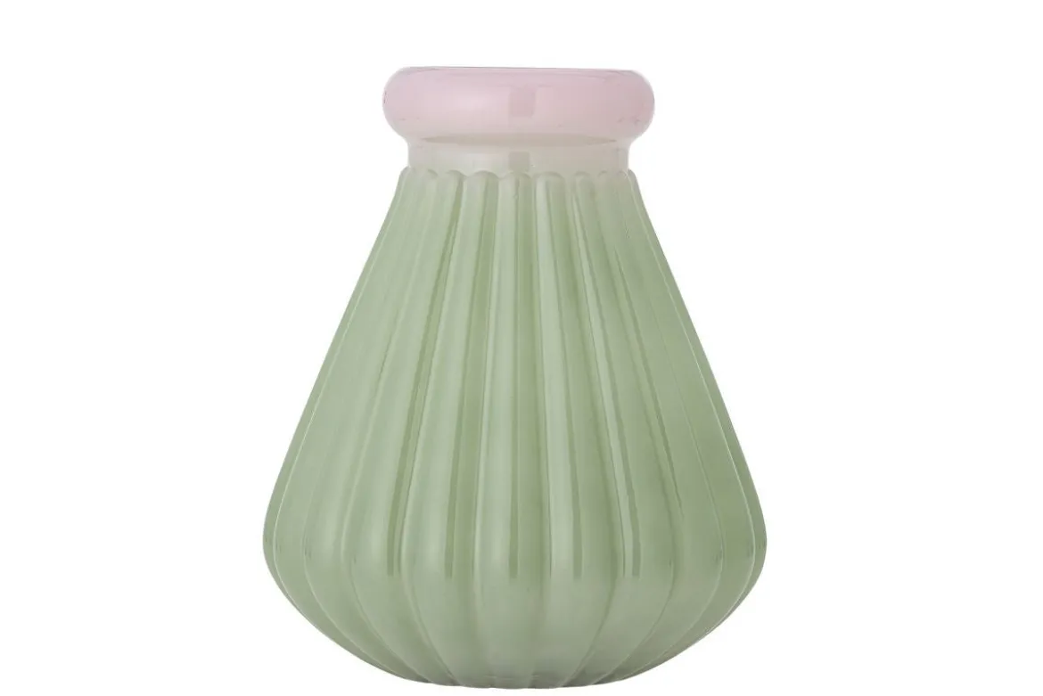 Vase Edona – Mundgeblasenes Glas mit sanfter Riffelung
