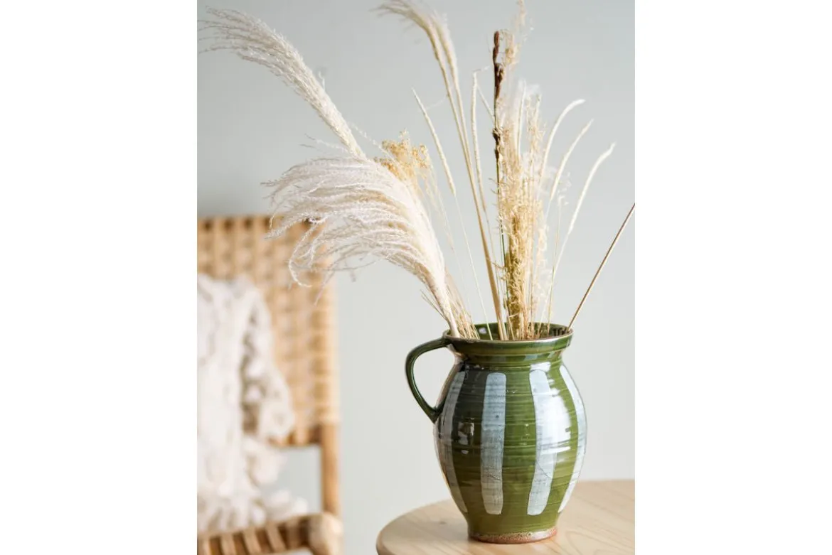 Vase „Elvya“ – Grünes Steingut