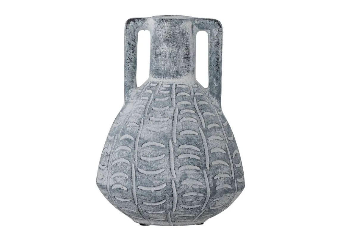 Vase "Gresto" - graue Keramikvase mit Muster