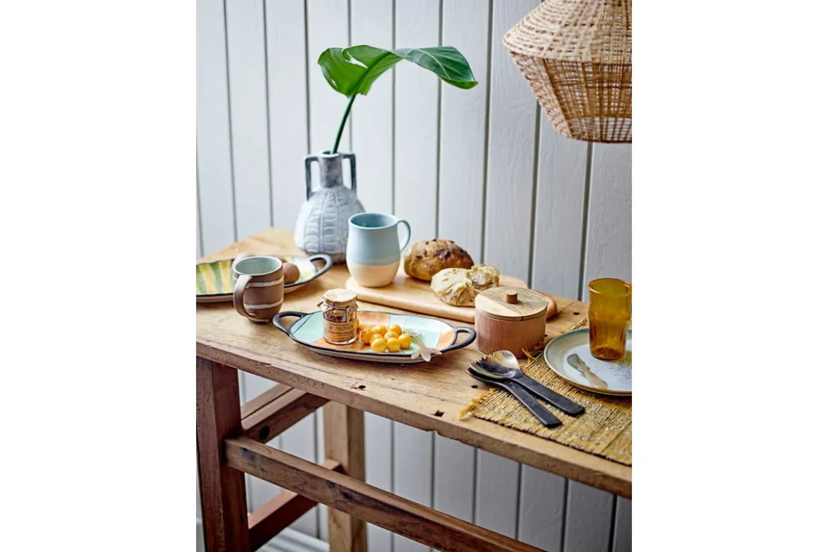 Vase "Gresto" - graue Keramikvase mit Muster
