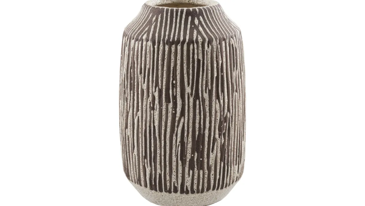 Vase Holiday - aus Keramik in Braun/Weiß