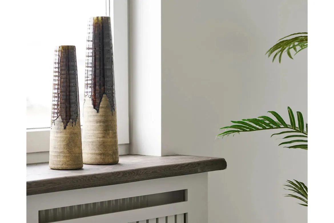Vase Jorvane - edle Keramikvase in braun - klein
