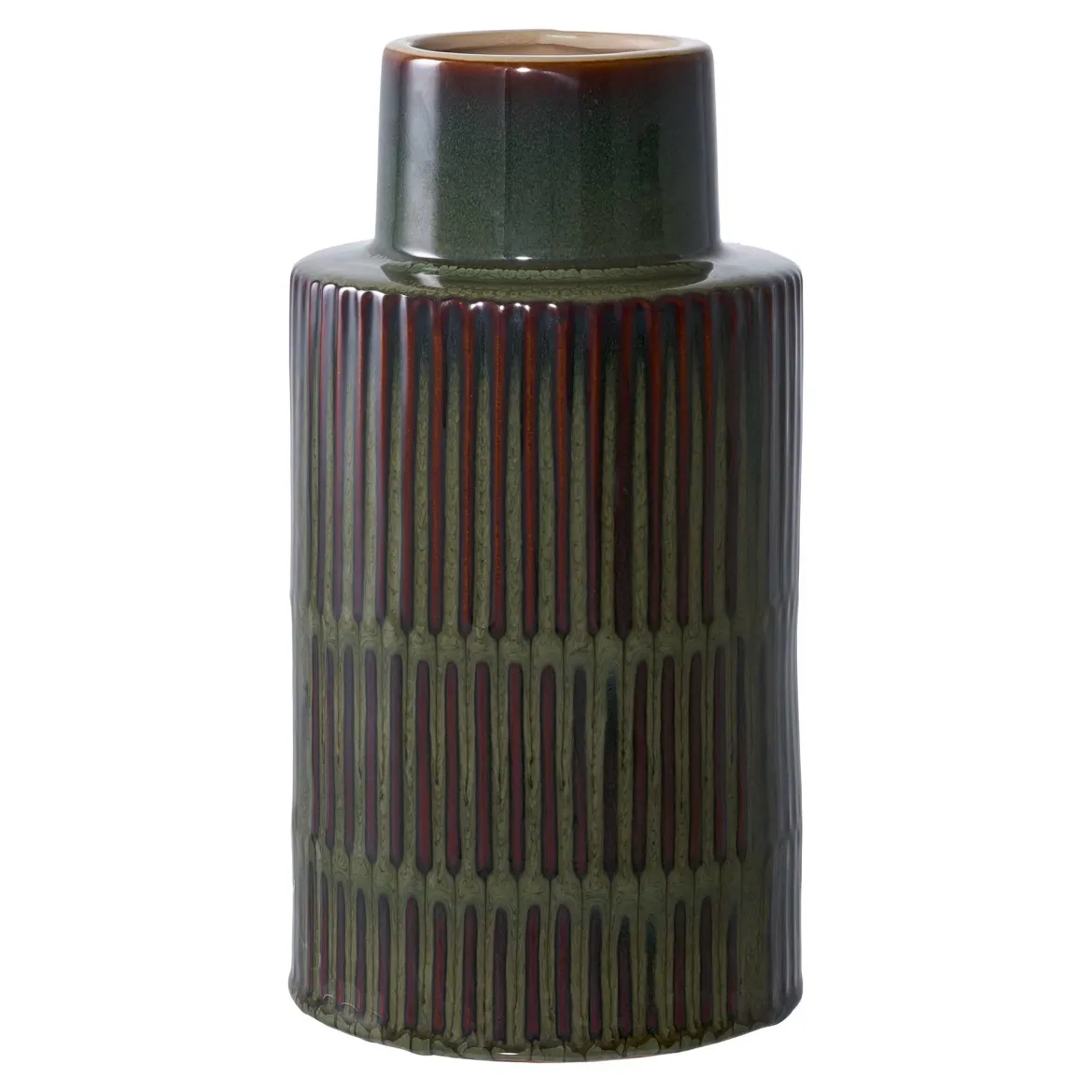 Vase „Mirella“ – Keramik in Grün-Braun, 30 cm