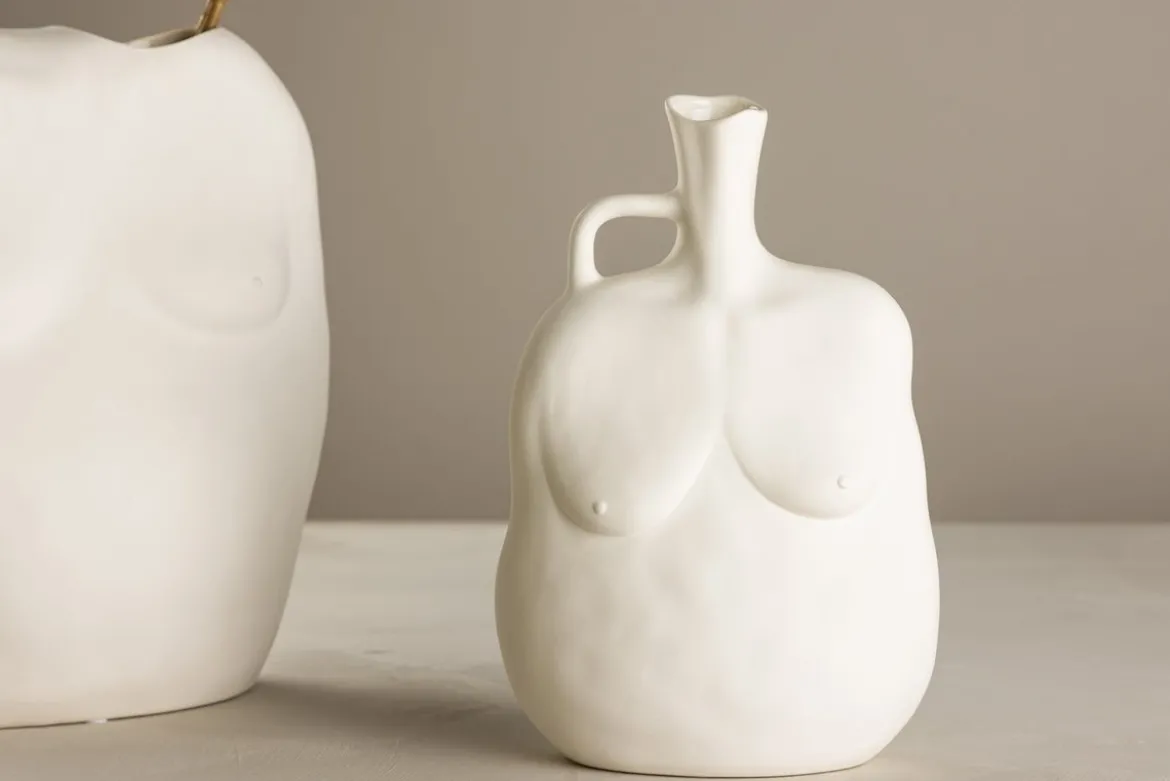 Vase Nerida 25 cm – Körperinspirierte Eleganz in Weiß & Schwarz