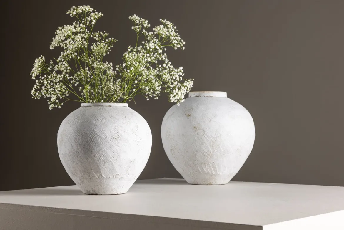 Vase „Sferra“ Ø 25 cm – Beige mit Struktur