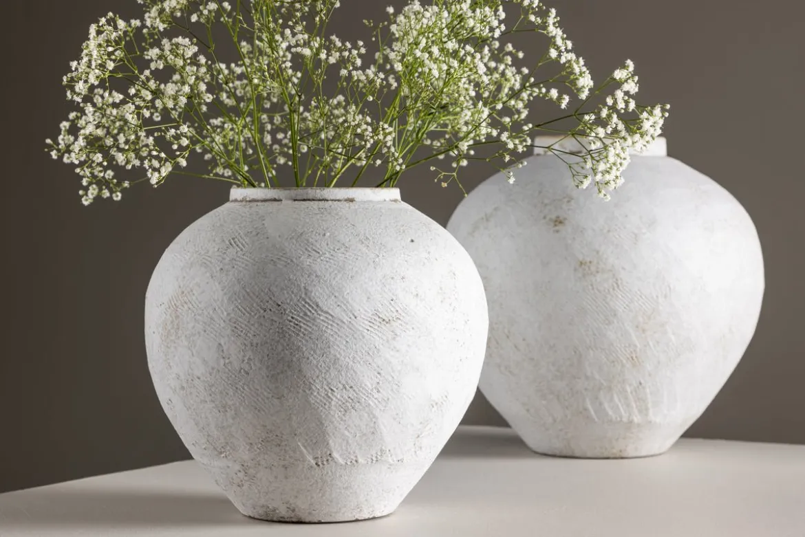 Vase „Sferra“ Ø 25 cm – Beige mit Struktur