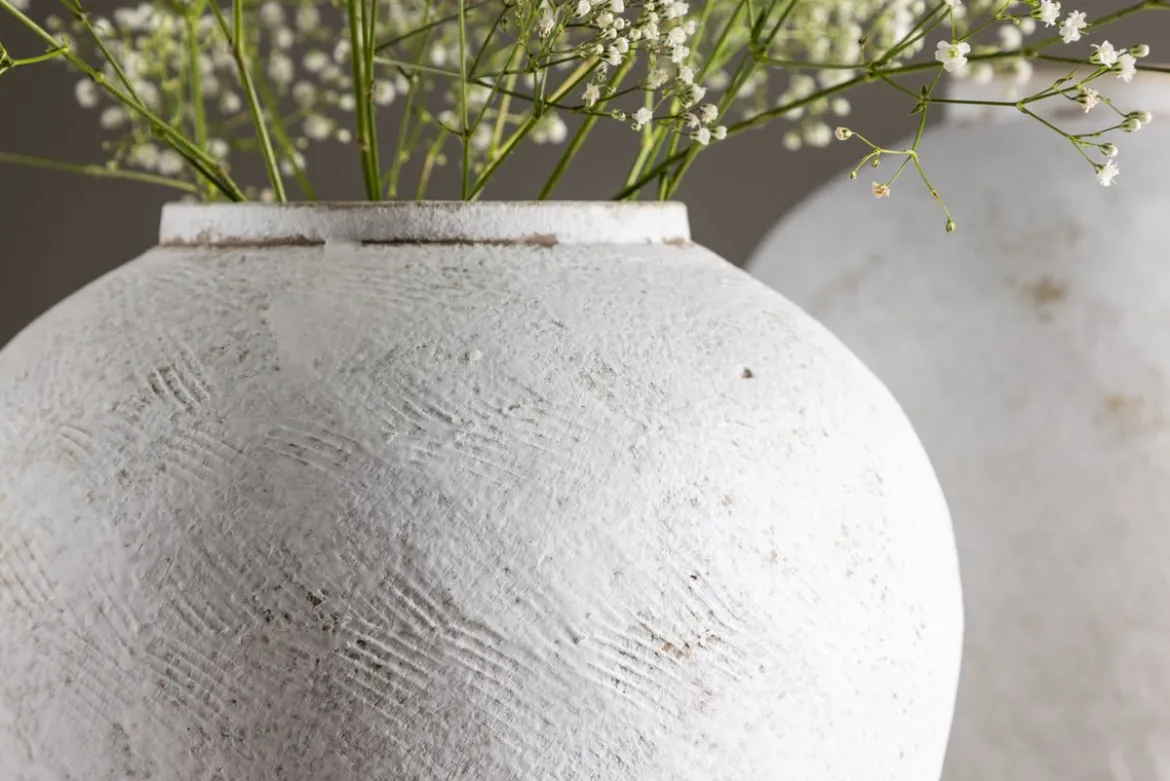 Vase „Sferra“ Ø 25 cm – Beige mit Struktur