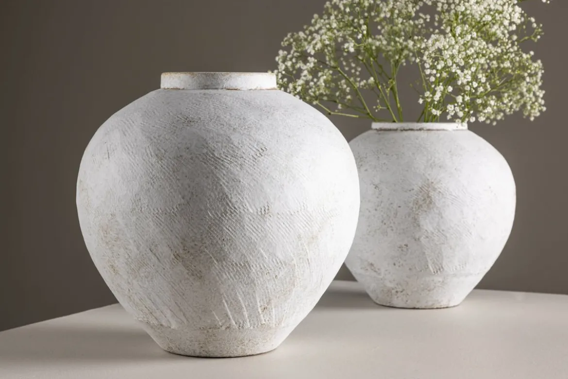 Vase „Sferra“ Ø 28 cm – Beige mit Struktur