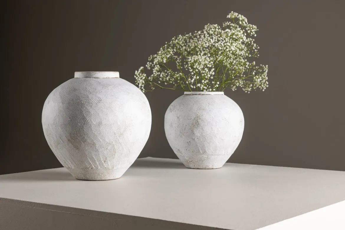 Vase „Sferra“ Ø 28 cm – Beige mit Struktur
