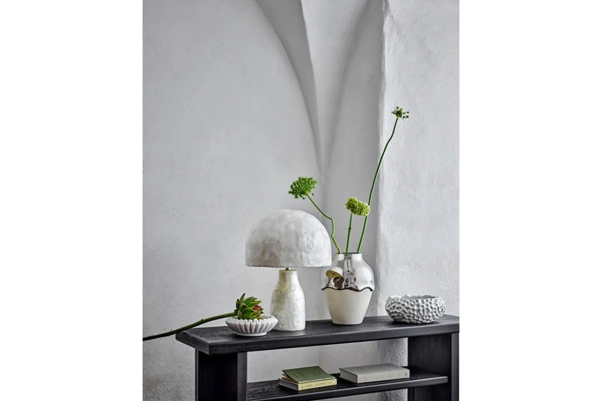 Vase Silena – edle Steingutvase mit silberner Glasur