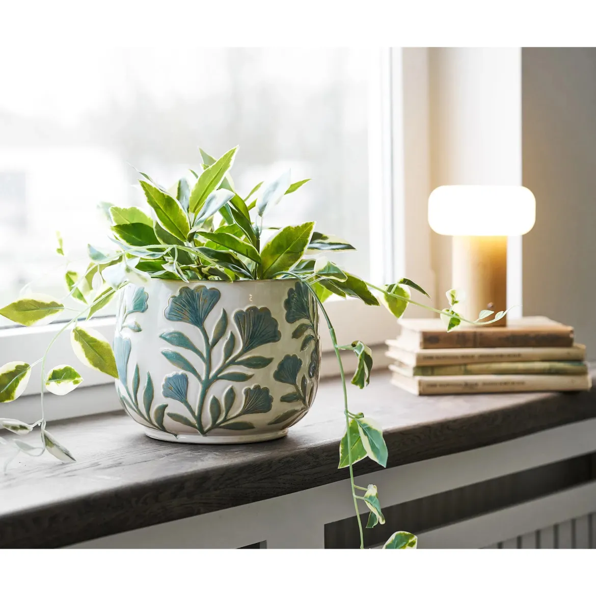 Vase Solvira - aus Keramik mit Blumenmotiv