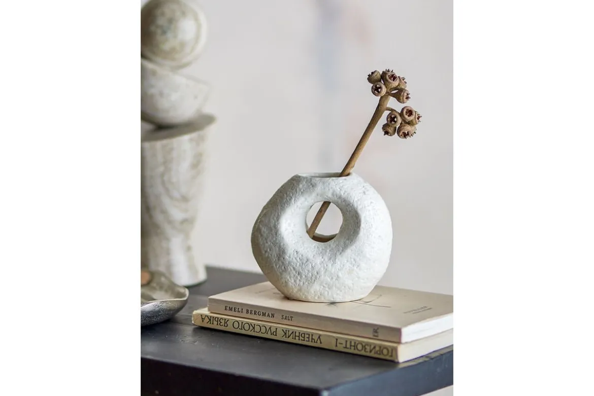 Vase Zola - Weiß, aus Steingut, ründlich