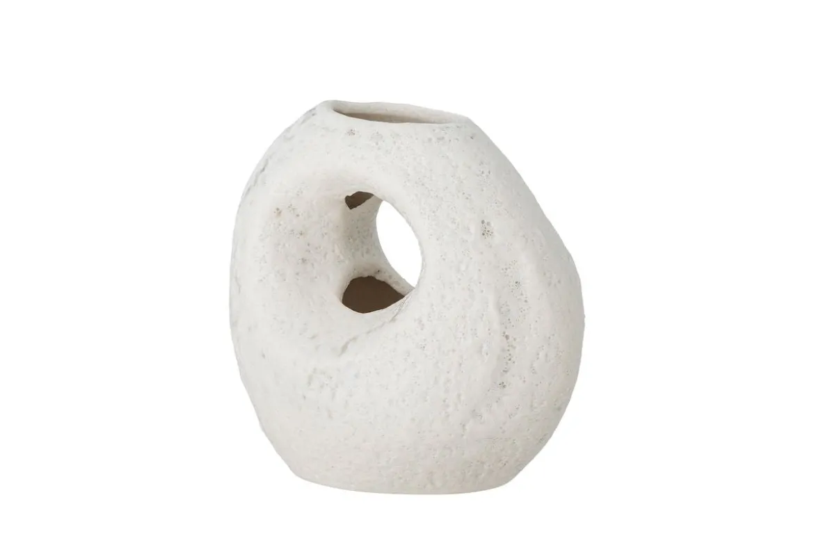 Vase Zola - Weiß, aus Steingut, ründlich