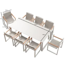 Vayla Dining – Esstisch-Set mit 8 Sesseln & Tisch in Betonoptik | Aevora™ Kollektion