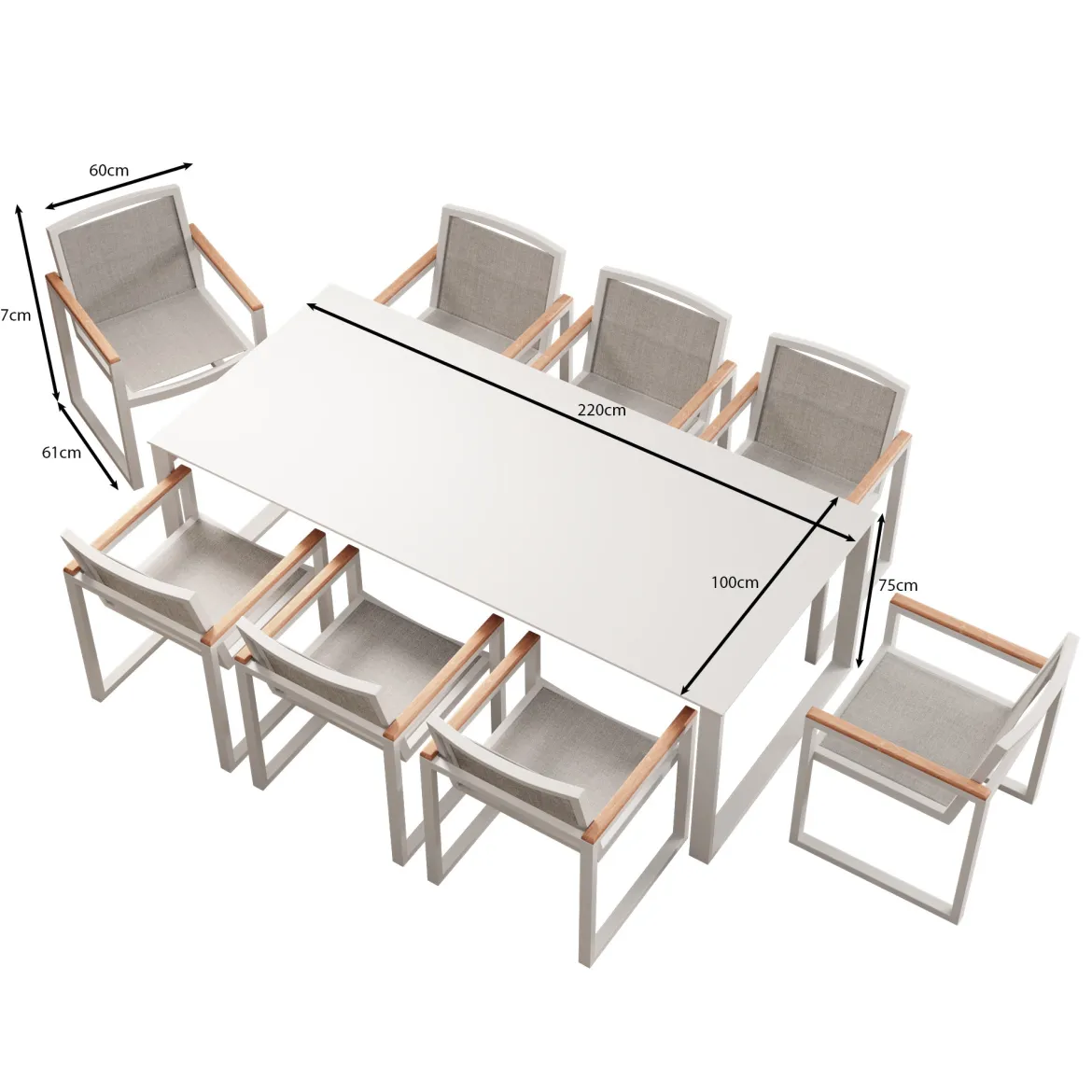 Vayla Dining – Esstisch-Set mit 8 Sesseln & Tisch in Betonoptik | Aevora™ Kollektion