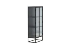 Vitrine Leonie - in Schwarz mit Wellenglas-Optik