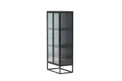 Vitrine Leonie - in Schwarz mit Wellenglas-Optik