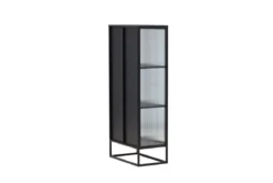 Vitrine Leonie - in Schwarz mit Wellenglas-Optik
