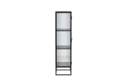 Vitrine Leonie - in Schwarz mit Wellenglas-Optik