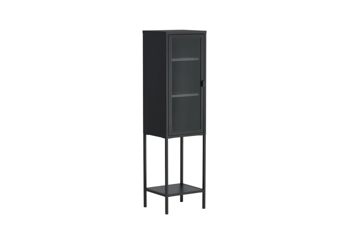 Vitrine Tero - in Schwarz mit Glasfront