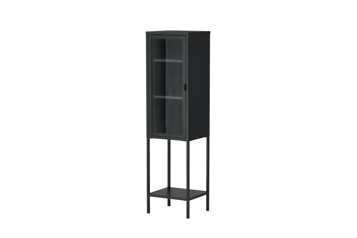 Vitrine Tero - in Schwarz mit Glasfront