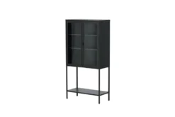 Vitrine Varda - in Schwarz mit Glastüren