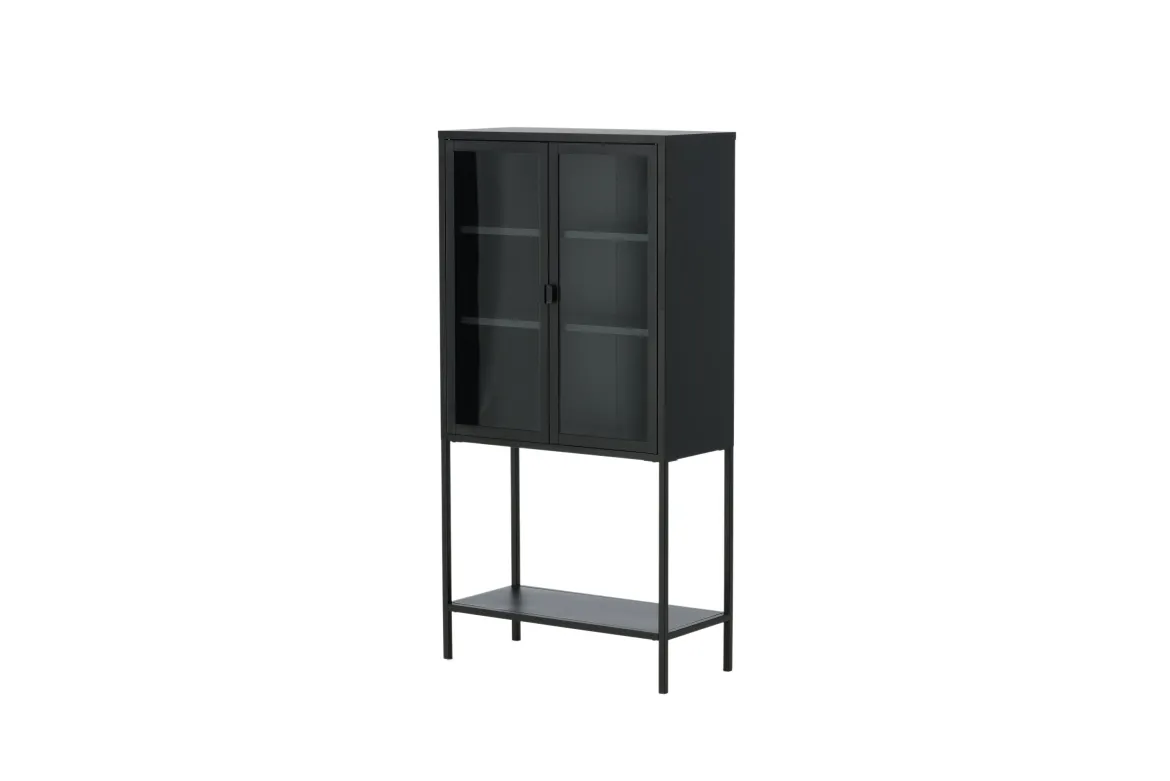 Vitrine Varda - in Schwarz mit Glastüren