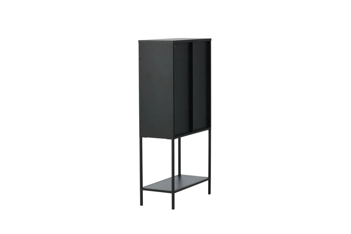 Vitrine Varda - in Schwarz mit Glastüren