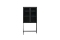 Vitrine Varda - in Schwarz mit Glastüren