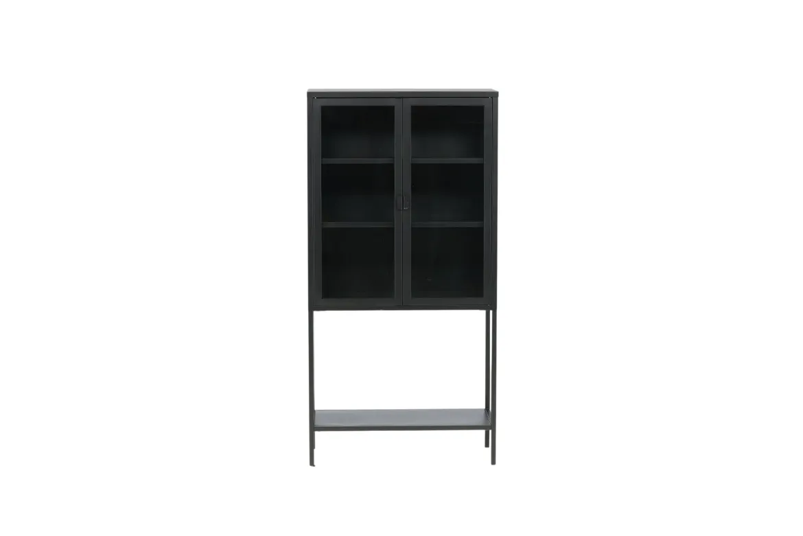 Vitrine Varda - in Schwarz mit Glastüren