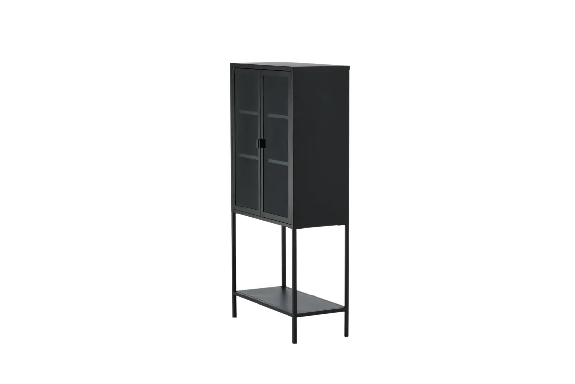 Vitrine Varda - in Schwarz mit Glastüren