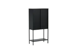 Vitrine Varda - in Schwarz mit Glastüren