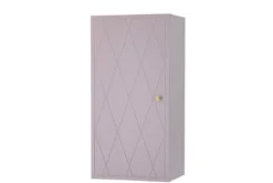 Wandschrank Lana – Violettes Holz-Kabinett mit Messinggriff & Musterfront