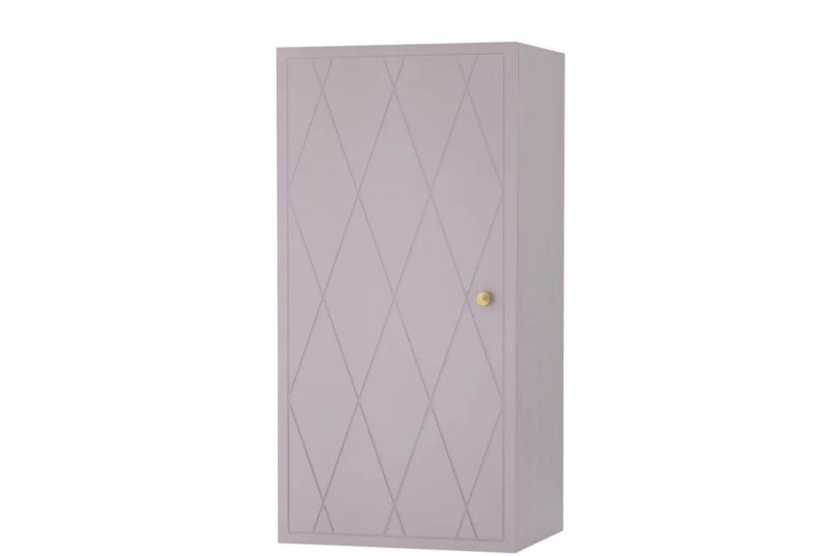 Wandschrank Lana – Violettes Holz-Kabinett mit Messinggriff & Musterfront