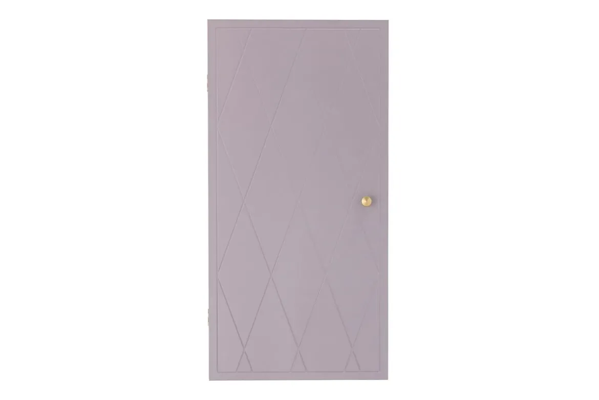 Wandschrank Lana – Violettes Holz-Kabinett mit Messinggriff & Musterfront