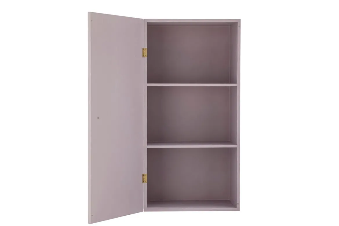 Wandschrank Lana – Violettes Holz-Kabinett mit Messinggriff & Musterfront