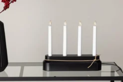 Weihnachtsbeleuchtung Fjordlicht - in Schwarz mit 4 Kerzen