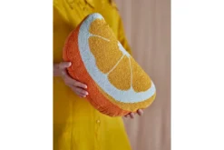 Zierkissen Amalfi – Orangenscheiben-Design mit Glasperlen