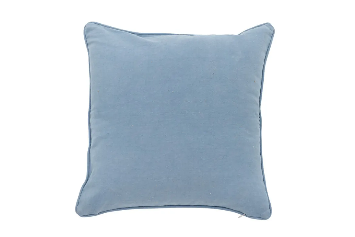 Zierkissen Aoi – Florale Stickerei in Blau