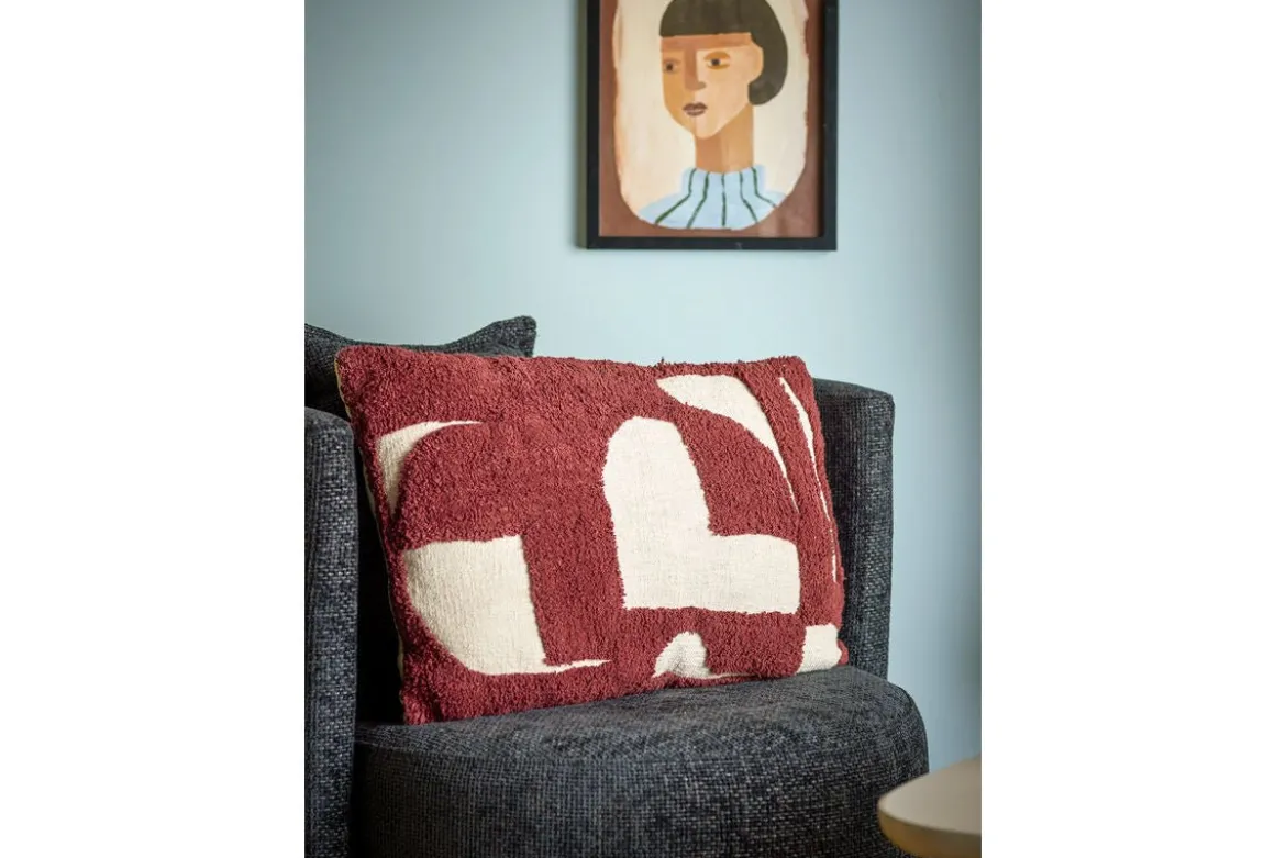 Zierkissen Cordoba – Abstraktes Tufting-Design in Bordeauxrot