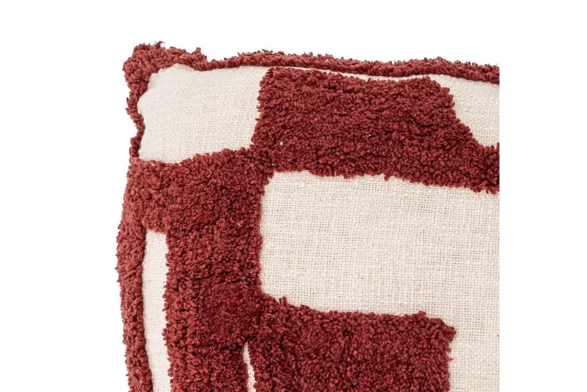 Zierkissen Cordoba – Abstraktes Tufting-Design in Bordeauxrot