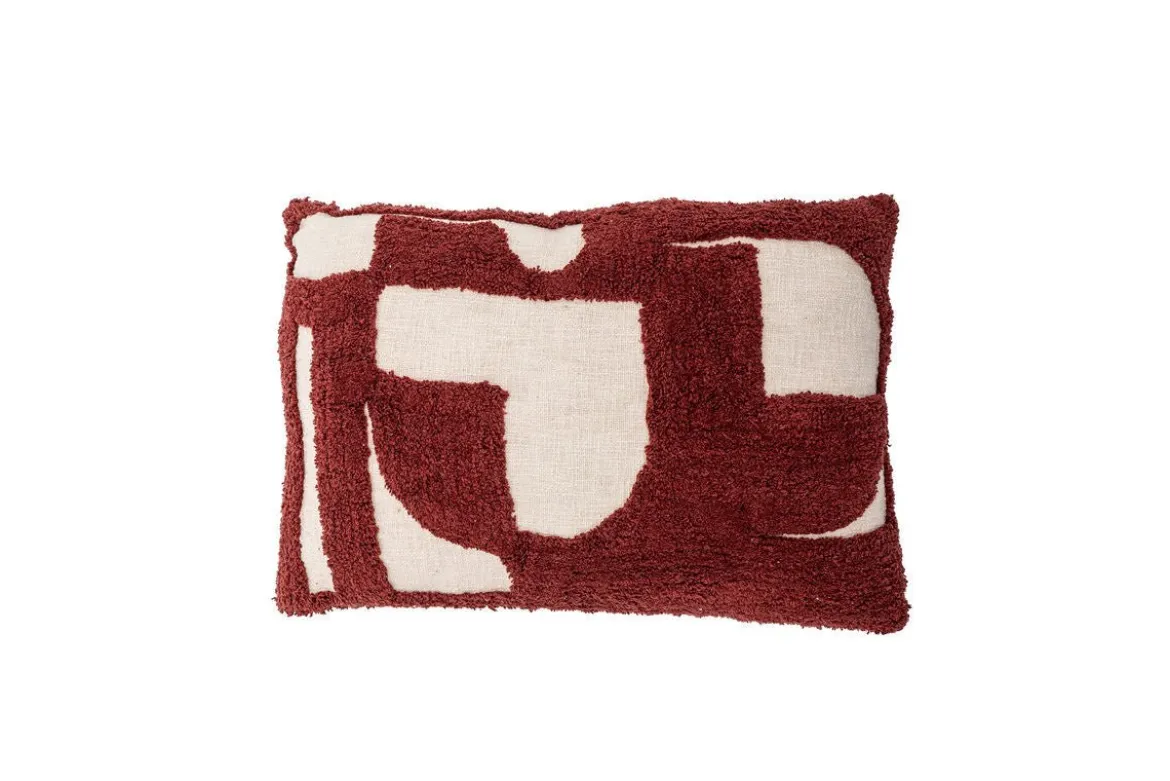 Zierkissen Cordoba – Abstraktes Tufting-Design in Bordeauxrot