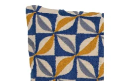 Zierkissen Dean – längliches Baumwollkissen in Blau mit Stickerei