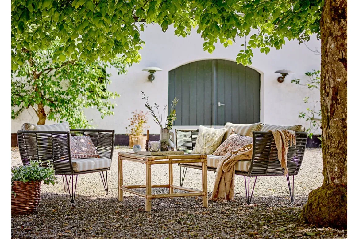 Zierkissen Rowan – rechteckiges Baumwollkissen in Braun mit Stickerei